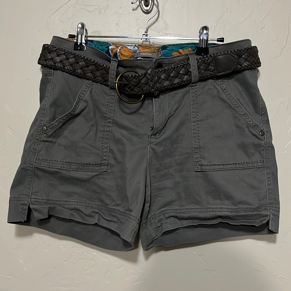 Gray/Brown Shorts with Braided Belt from Maurice’s